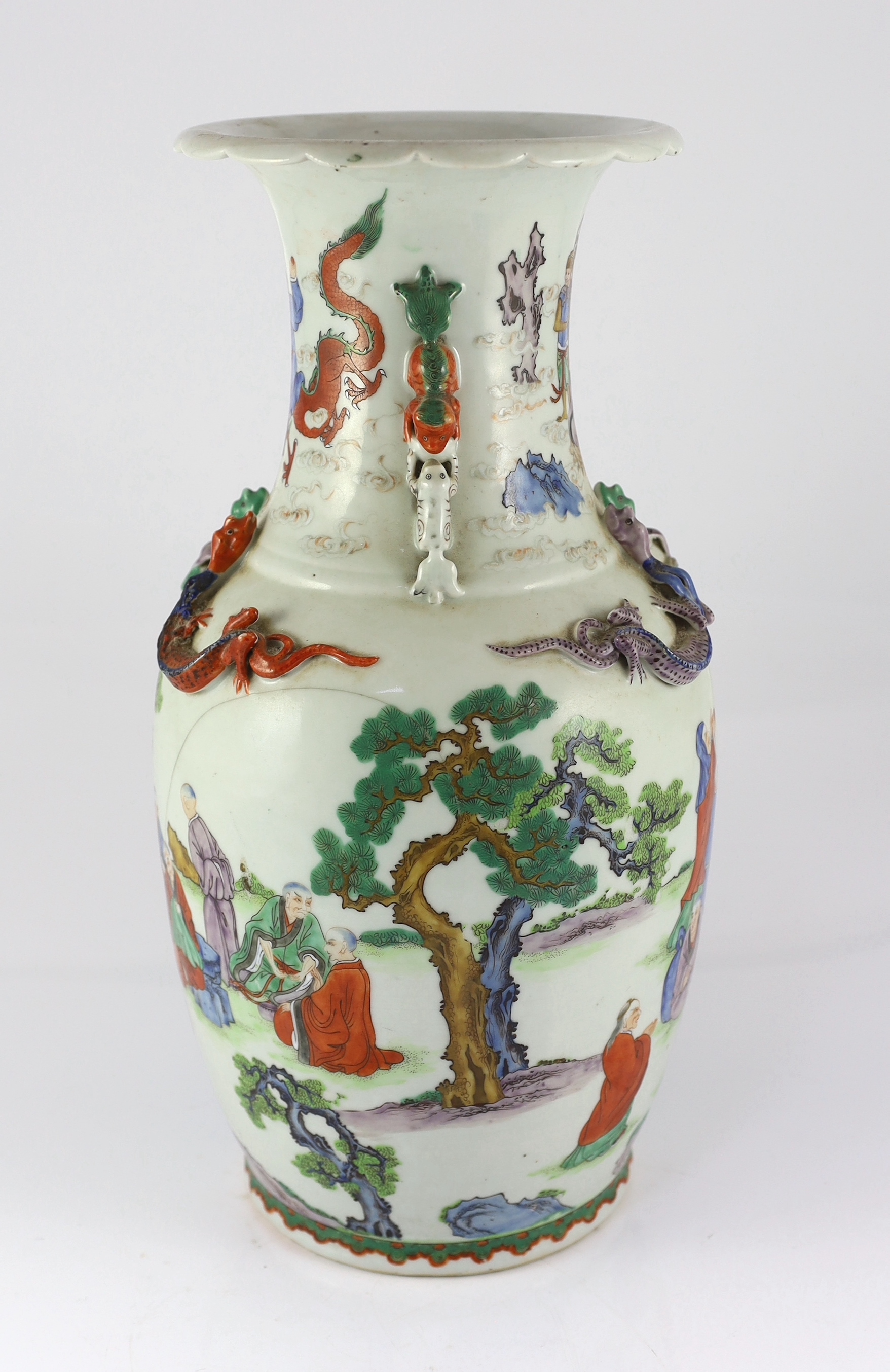 A Chinese enamelled porcelain ‘eighteen luohan’ vase, late 19th century